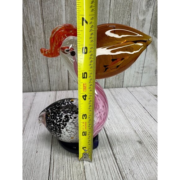 Vtg Hand Blown Art Glass Pelican Bird w/ Fish Figurine Paper Weight 6.5" Tall - Picture 6 of 13